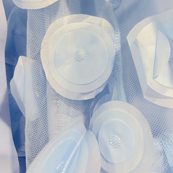 French Retro 3D Circle Detail Chiffon Bow Neck Tie Sheer Blouse Euro Billowy L - Picture 6 of 7